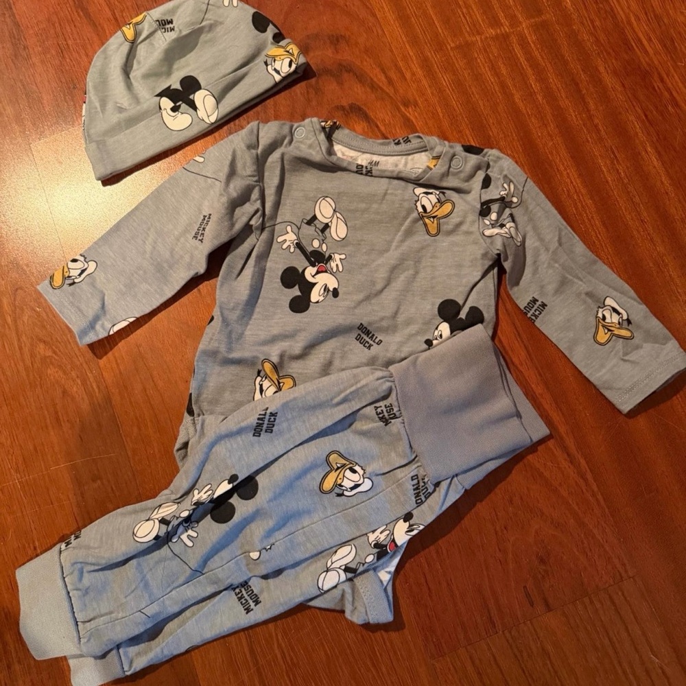 H&M Kids Matching Set - Blue with Cartoon Print